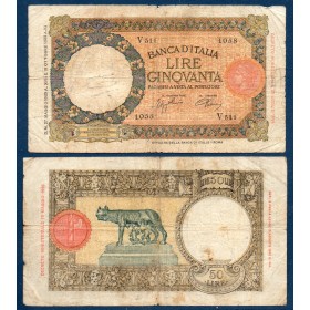 Italie P.54b, B Billet de 50 Lire 1937-1941 Louve