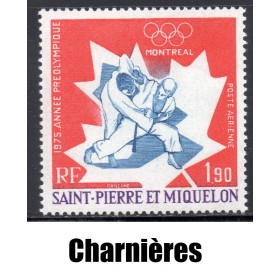 Timbre Saint Pierre poste aérienne 61 année préolympique Montréal Judo neuf* 1975