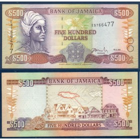 Jamaique P.77b, TTB Billet de 500 dollars 1996-1999 Nanny