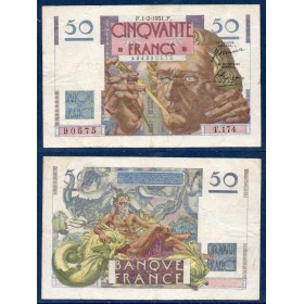 50F Le Verrier, TTB-, 1.2.1951, Billet de la banque de France