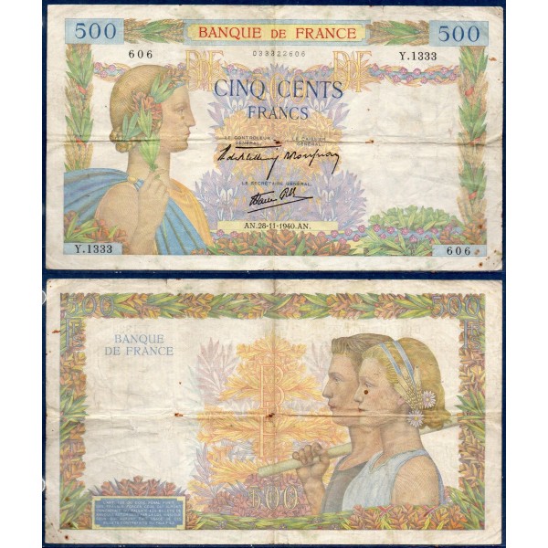 500 Francs La Paix, TB, 28.11.1940, Billet de la banque de France