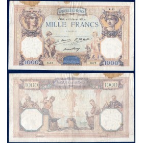 1000 Francs Cérès et Mercure, TB, 23.2.1927, Billet de la banque de France