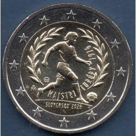 2 euro commémorative, Slovaquie 2026, Champion d'Europe de foot, UNC rouleaux