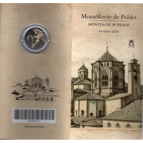 2 euro commémorative, Espagne 2026, Monastère de Poblet, BE sous blister