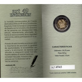 2 euro commémorative, Espagne 2026, Handicap et Inclusion, BE sous blister