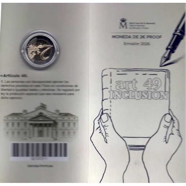 2 euro commémorative, Espagne 2026, Handicap et Inclusion, BE sous blister