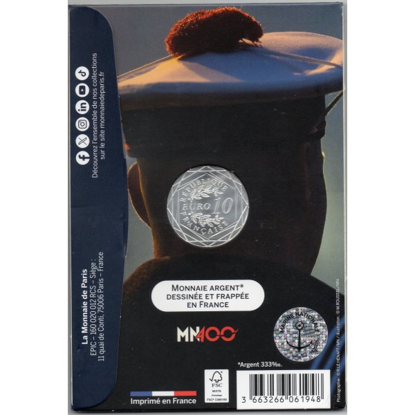 Pièce 10 euros 2026 colorisée - La Marine Nationale