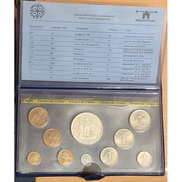 Coffret FDC Fleur de coin France 1980 pièces de monnaies en Franc
