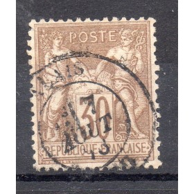 Timbre France Yvert No 69 Type I Sage 30c brun clair Oblitéré cachet à date