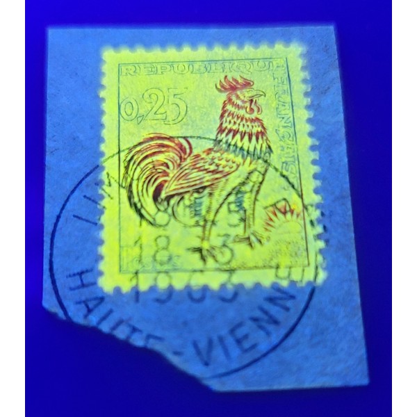 Timbre Yvert 1331d Coq Gaulois de Decaris Fluorescent oblitéré