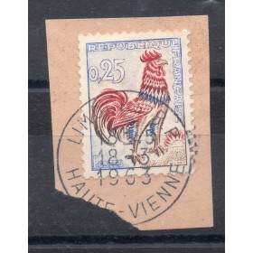 Timbre Yvert 1331d Coq Gaulois de Decaris Fluorescent oblitéré