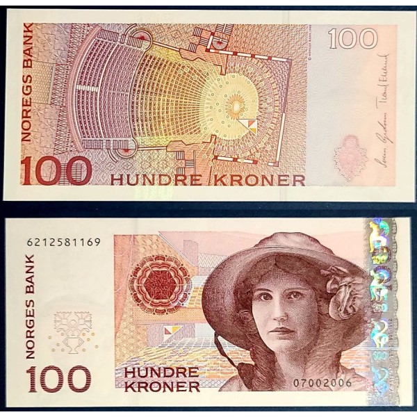 Norvège P.49e, Neuf Billet de 100 Kroner 2010 Kirsten Flagstad