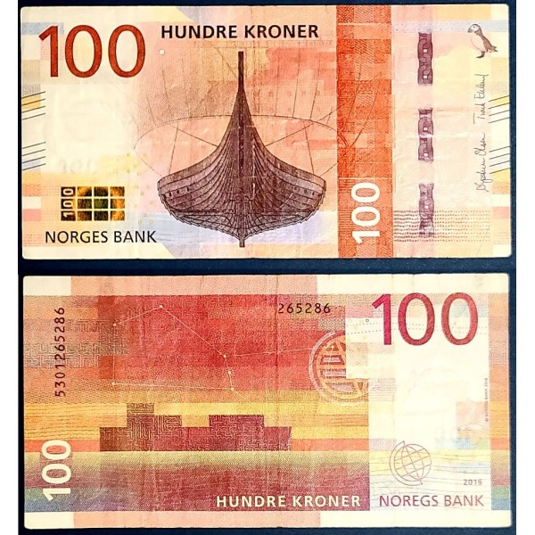 Norvège P.54, TTB Billet de 100 Kroner 2016 Bateau Gokstad