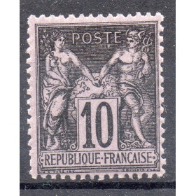 Timbre France Yvert No 103 Type I Sage 10c noir s. lilas Neuf ** sans charnière