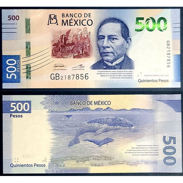 Mexique P.136b, Neuf, Billet de 500 pesos 2019 Benito Juarez