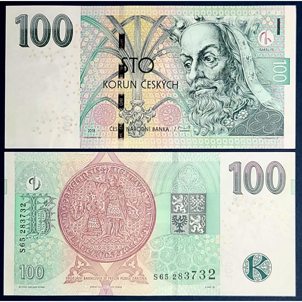 Republique Tchèque P.18g, Neuf Billet de 100 Korun 2018 Karel IV
