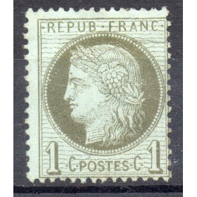 Timbre France Yvert No 50 Type Cérès 1c vert-olive Neuf * sur charnière
