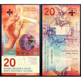 Suisse P.76d, TTB Billet de 20 Francs 2016 Studer & Maechler