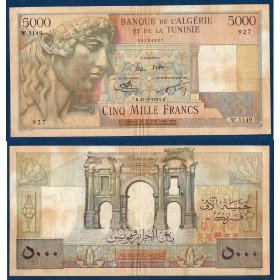 Algérie P.109b, TB, Billet de 5000 francs 24.2.1953 Apollon