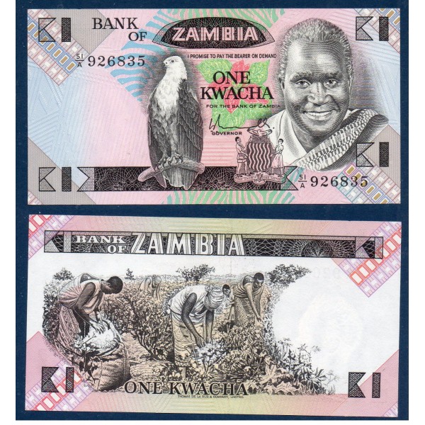 Zambie P.23a, Neuf, Billet de 1 Kwacha 1980 Aigle