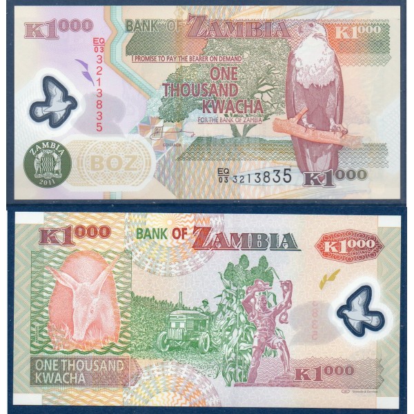 Zambie P.44h neuf, Billet  de 1000 Kwacha 2011