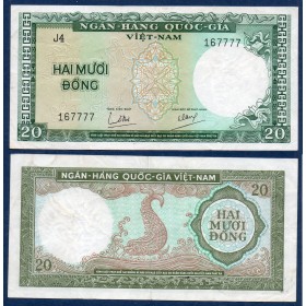 Viet-Nam Sud P.16a, TTB Billet de 20 dong 1964 Poisson Dragon