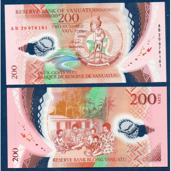 Vanuatu P.12c, neuf Billet de 200 Vatu 2020 chef Melanesien