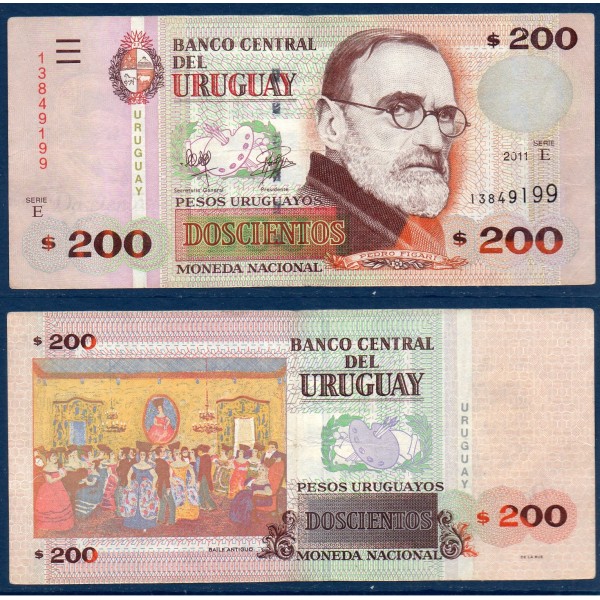 Uruguay P.89c, TTB Billet de 200 Pesos 2011 Pedro Figari