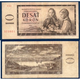 Tchécoslovaquie P.88d, TB Billet de 10 Korun 1960 serie J-S
