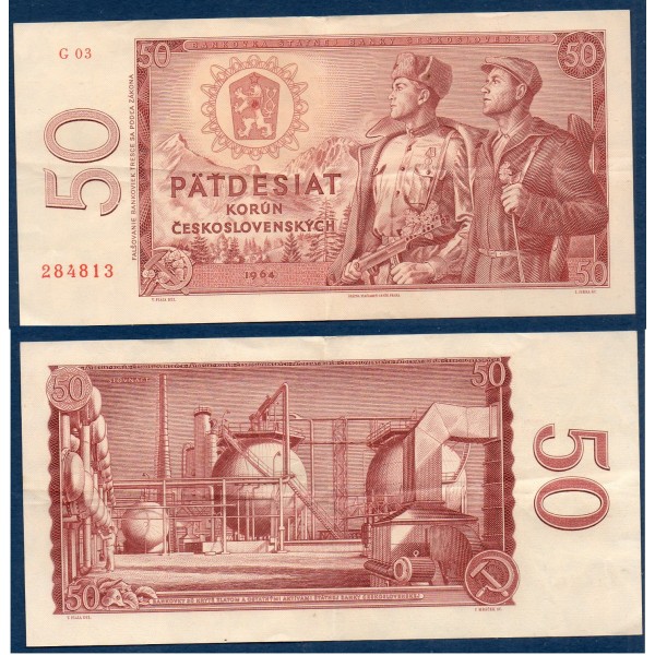 Tchécoslovaquie P.90b, TTB Billet de 50 Korun 1964 série G