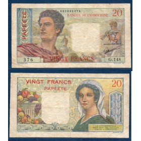 Tahiti P.21c, B Billet de 20 Francs 1963 flutiste papeete