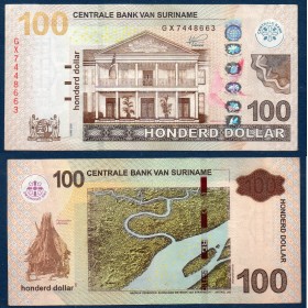 Suriname P.166e, TTB Billet de 100 Dollars 2020 Bloodwood