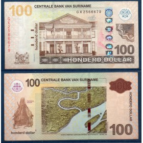 Suriname P.166d, TTB Billet de 100 Dollars 2019 Bloodwood
