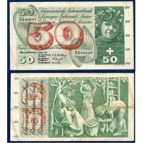 Suisse P.47b, TTB- Billet de 50 Francs 1957 Cuillette pommes
