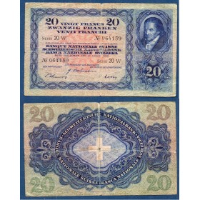 Suisse P.39o, TB, Billet de 20 Francs 1933 Pestalozzi