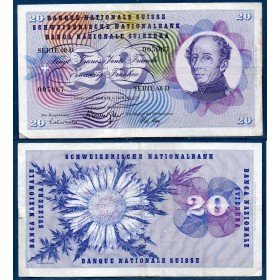 Suisse P.46r, TTB Billet de 20 Francs 5.1.1970 Guillaume Henri-Dufour