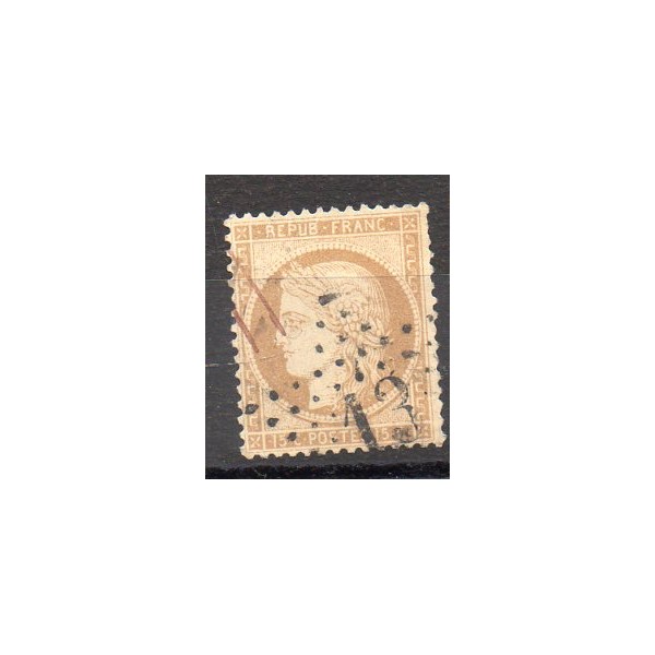 Timbre France Yvert No 59 Type Cérès 15c bistre Oblitéré étoile de Paris