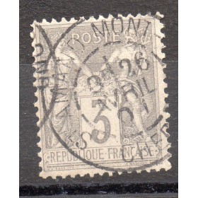 Timbre France Yvert No 87 Type II Sage 3c gris Oblitéré