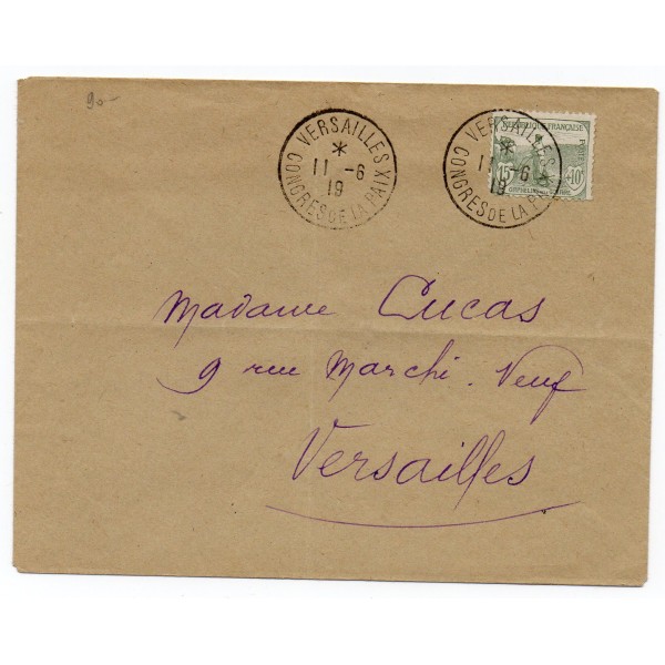 Rare enveloppe avec timbre orphelins de la guerre France 150  vert oblitéré congrès de la paix