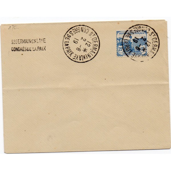 Rare enveloppe avec timbre orphelins de la guerre France 151 bleu oblitéré congrès de la paix