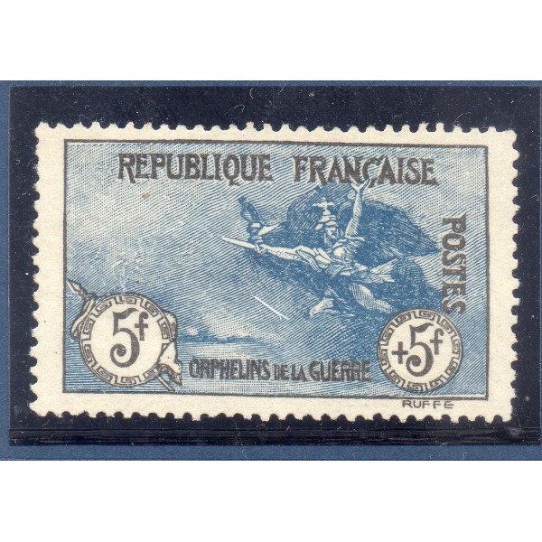 Timbre France Yvert No 155 Orphelin de la Guerre Noir et bleu neuf  sans gomme