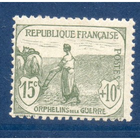 Timbre France Yvert No 150 Orphelin de la Guerre gris-Vert neuf **