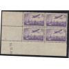 Bloc de 4 coin daté du timbre France Poste Aérienne Yvert 10 avion survolant Paris 2.25fr violet neuf **