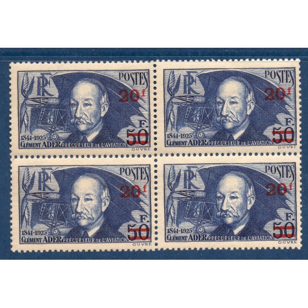 bloc de 4 du imbre France Yvert No 493 Clement Ader neufs**