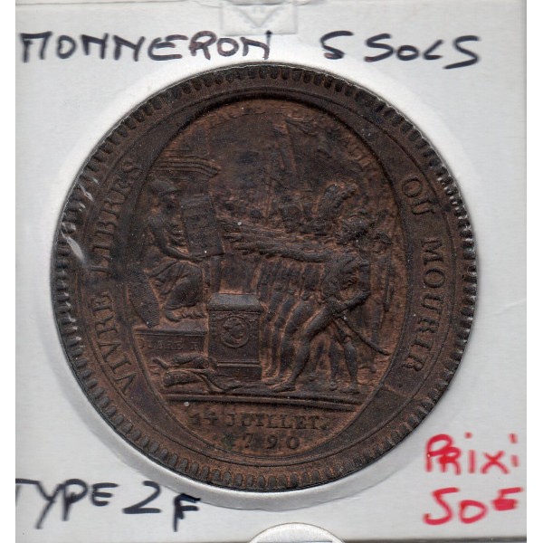 Monneron 5 sols Type IIf 1792 Sup-, France monnaie de confiance