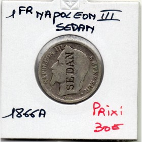 Monnaie 1 franc Napoléon III 1866 A contremarqué Sedan