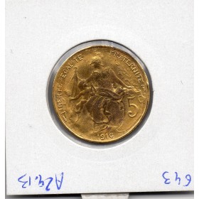 Monnaie argentée dorée 5 centimes dupuis 1916 France pièce de nécessité