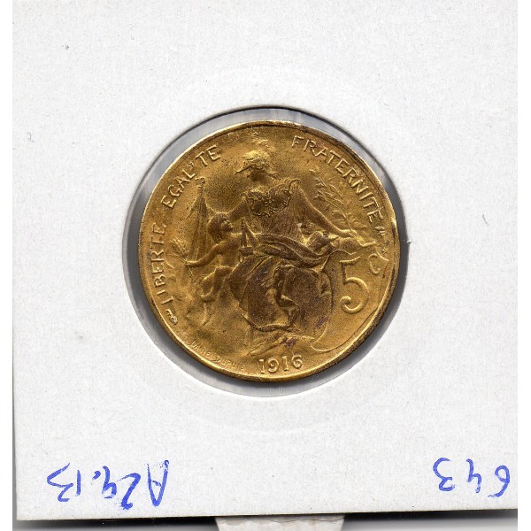 Monnaie argentée dorée 5 centimes dupuis 1916 France pièce de nécessité