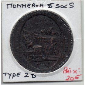 Monneron 5 sols Type IId 1792 TB+, monnaie de confiance