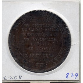 Monneron 5 sols Type IId 1792 TB+, monnaie de confiance